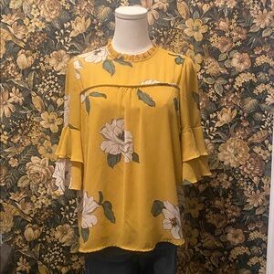 Monteau Mustard Floral Top